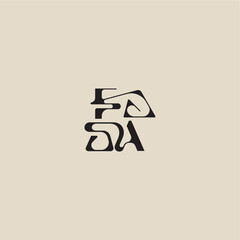 curved typography monogram FA bold style and luxury concept elegant initial logo letter