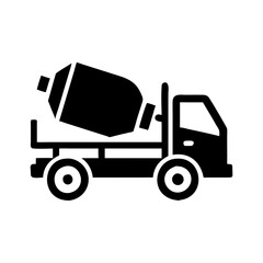 Cement mixer truck silhouette icon Vector Illustration