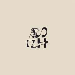 elegant initial logo bold style and luxury concept AH curved typography monogram letter