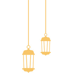 Golden Ramadan Lanterns: Two elegant, hanging lanterns in a warm gold hue, symbolizing the spirit of Ramadan. Perfect for adding a touch of festive elegance to your designs. 