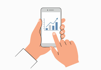 Smartphone displaying a growth chart with an upward trend, symbolizing successful business analysis and financial insights.