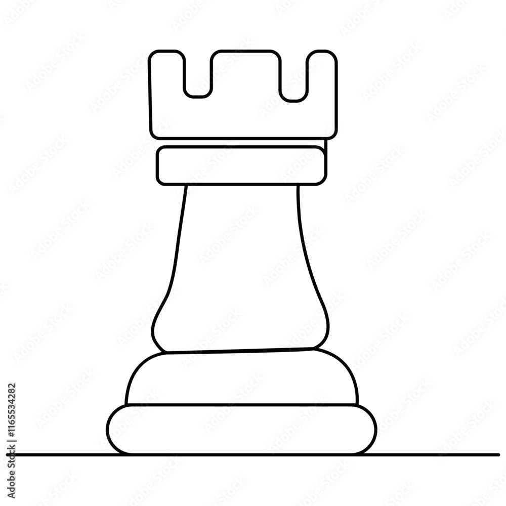 Poster knight chess single line art, continuous one line drawing of isolated outline vector icon