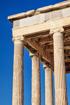 ancient greek temple ojn the acropolis in athens greece