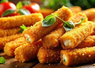 Crispy Fried Mozzarella Sticks - Delicious Appetizer Photorealistic Food