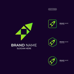 icon rocket logo design template elements