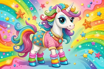 Naklejka premium Cute Unicorn Pony Coloring Page Fashion Photography
