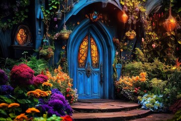 Fototapeta premium The fusion of gothic and whimsical styles creates a fantasy entrance.