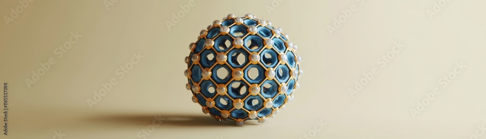 Poster a colorful, spherical object featuring intricate patterns and textures, set against a simple backgro
