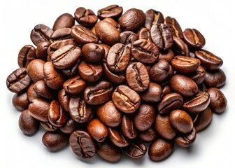 Fototapeta premium Dark Roast Coffee Beans Isolated, High-Quality Product Photography