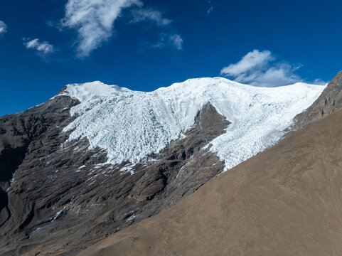 High altitude glacier and snow capped mountain in Tibet, China