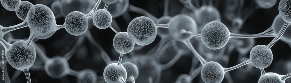 Aufkleber a close-up view of interconnected molecules, illustrating a complex network at a microscopic level, 