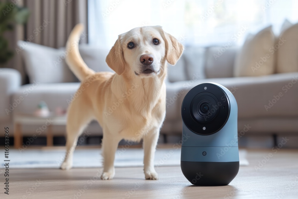 Poster camera device follows pet movements for real-time tracking and interaction in home environment