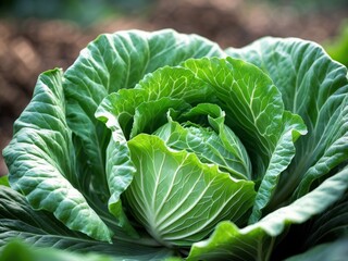 Fototapeta premium Closeup of lush green cabbage vibrant foliage in nature's embrace