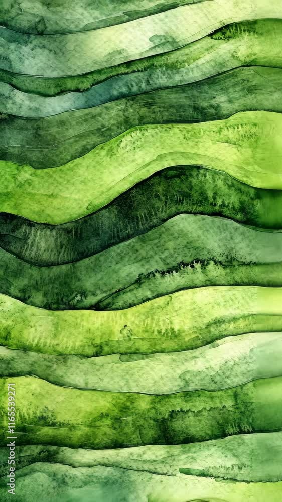 Poster abstract green waves create a calming visual texture resembling layers of nature's landscape