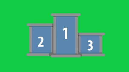 A podium with first, second, and third places displayed on a green background, symbolizing ranking, achievement, and competitive success. Suitable for sports and event