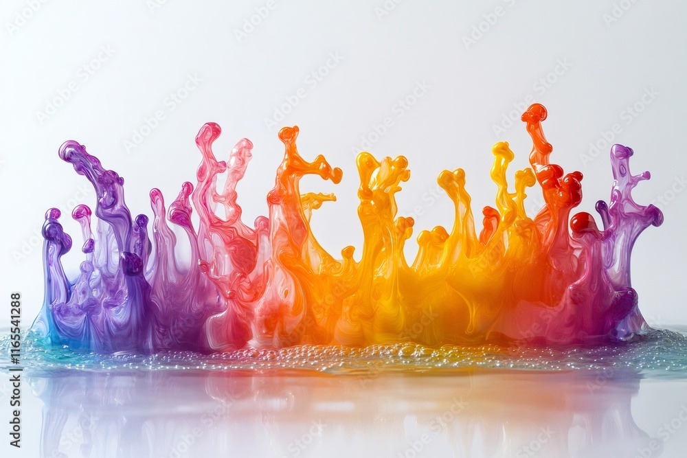 Aufkleber Colorful rainbow paint splashing and mixing in water creating abstract shapes