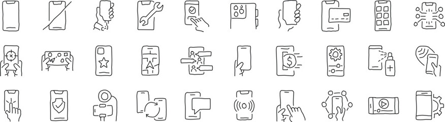 icon set handwriting symbol business