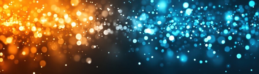 Fototapeta premium Dreamy bokeh lights background, abstract festive design with glowing particles