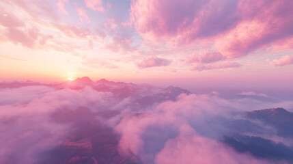Obraz premium Dreamy Pink Cloudscape with Soft Pastel Hues at Sunset in the Sky 