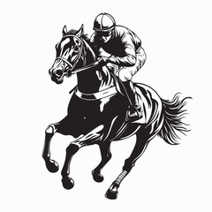 Horse Racing Vector Image. Jockey riding racehorse on a fast speed vector image.