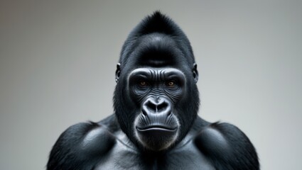 A gorilla with a black face and a black body
