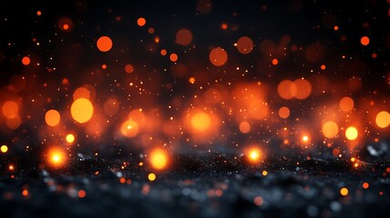 Obraz premium Abstract Dark Background with Orange Glowing Lights and Sparks
