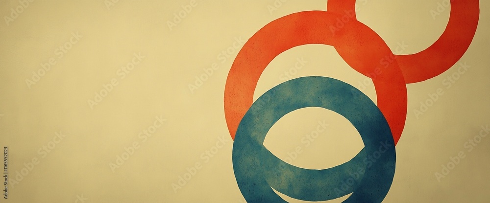 Aufkleber abstract background with overlapping red and teal circles on beige.
