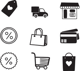 Online Shopping and e-commerce icon set. 09 vector icons collection for e-shop.