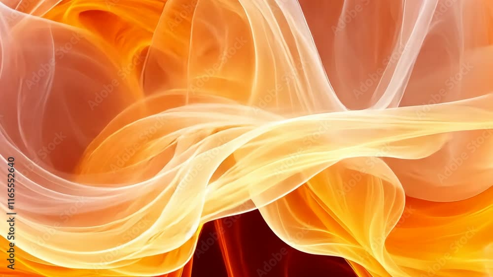 Poster colorful abstract swirl of orange and white forms dynamic patterns creating a vibrant visual experie