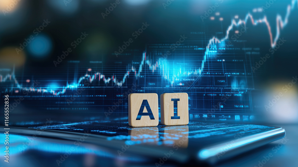 Aufkleber graph on screen - ai integration concept