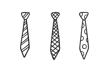 Necktie Hand drawn doodle tie element, art, icon, symbol. Isolated black and white necktie clipart element