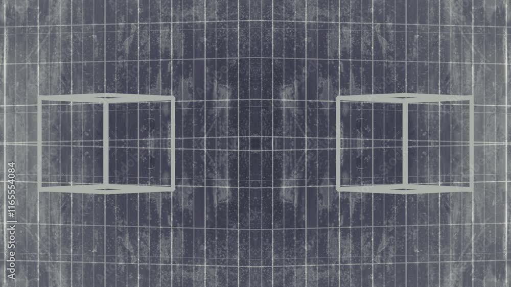 Poster An elegant transformation of geometry where a flat pattern of simple rectangles smoothly changes to form a new dynamic pattern. Digital seamless loop animation. 3d rendering 4K