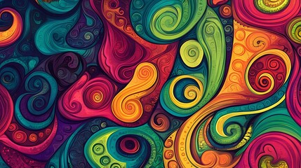 Fototapeta premium A psychedelic background of swirling colors and patterns, reminiscent of the colorful abstract art style