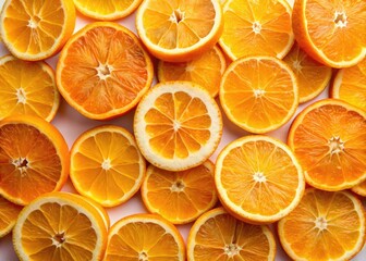 Obraz premium Fresh Orange Slices Isolated - Top View Food Photography
