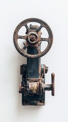 Obraz premium Vintage Industrial Machinery: A Detailed View of a Rusty Antique Engine