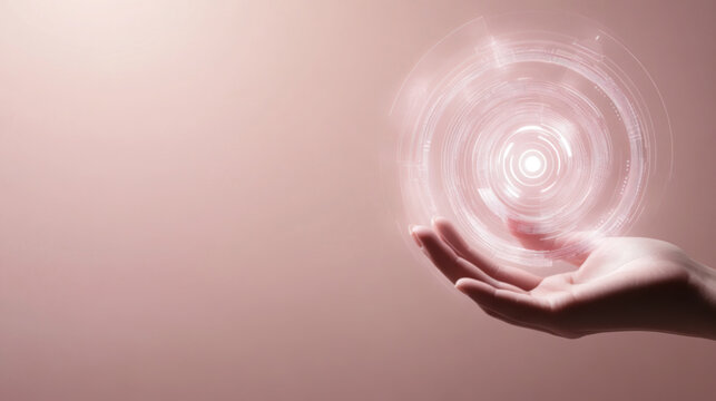 A human hand interacting with an AI digital button