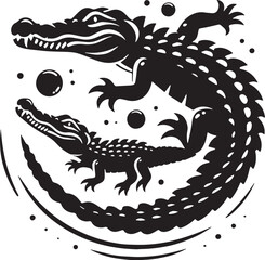 Crocodile Silhouette line art vector illustration on white background