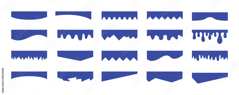 Wall mural separators shapes for website presentation set. curve lines, wave, drops and triangular dividers for