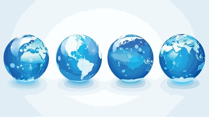 Blue Globe Map Vector Cartoon Style