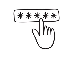Obraz premium Password with hand doodle isolates sign. Hand Drawn outline doodle Security, user authorization, safety access concept.