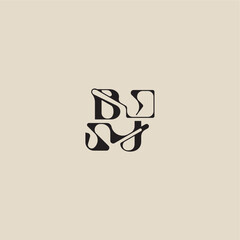 elegant initial logo bold style and luxury concept BJ curved typography monogram letter