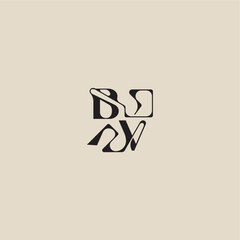 elegant initial logo bold style and luxury concept BV curved typography monogram letter