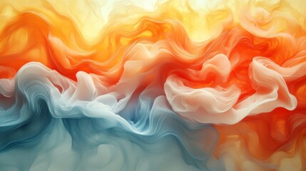Obraz premium Abstract waves of orange and white colors