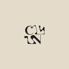 elegant initial logo bold style and luxury concept CN curved typography monogram letter