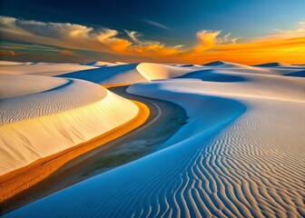 Naklejka premium Abstract Minimalist Landscape: Golden Path Through White Dunes, Success Journey Concept