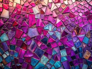 Abstract Purple Pink Turquoise Broken Stained Glass Mosaic Art Colorful Background for Banner, Poster, Wallpaper