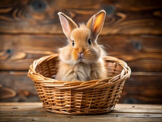 Obraz premium Adorable Bunny in Basket: Funny Easter Rabbit Posing in Woven Container