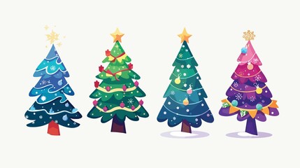 Fototapeta premium Vibrant Christmas Tree Decorations Vector Illustration for Festive Season