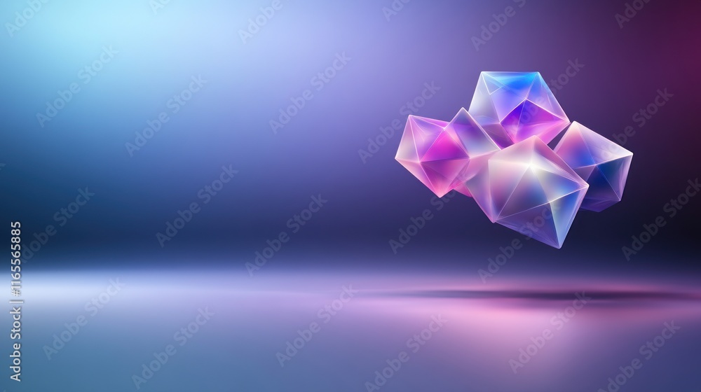 Poster abstract geometric shapes in vibrant colors with a gradient background.