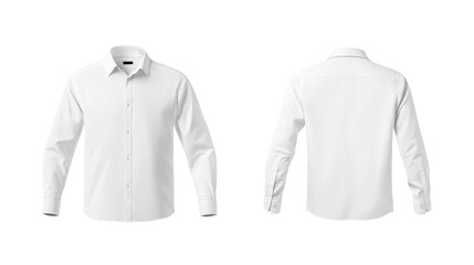 Front and back view of a white formal long sleeve shirt